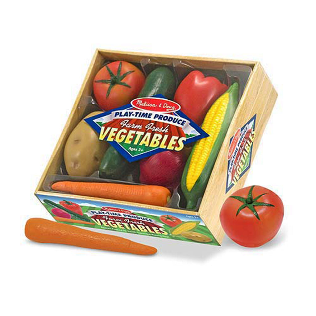 colourful bright Melissa and doug childrens play time produce plastic vegetable