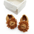 Albetta Crochet Lion Baby Booties with white gift box - hand-crocheted lion face with fluffy golden mane