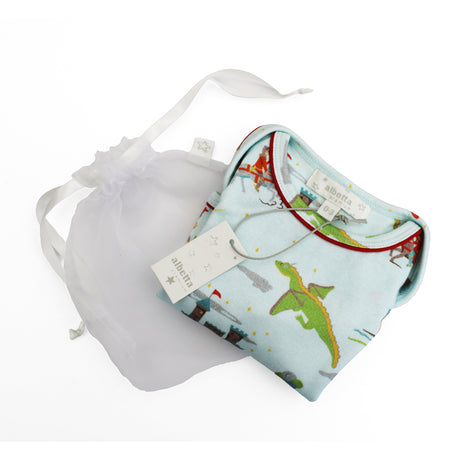 Baby romper with dragon on with an organza gift bag