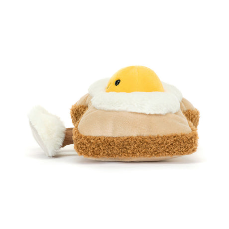 Jellycat Plush soft toy resembling a fried egg on a white background