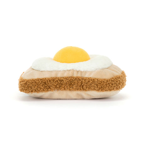 Jellycat Plush soft toy resembling a fried egg on a white background