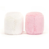 A pair of pink and white Jellycat Amuseables Marshmallows soft toy