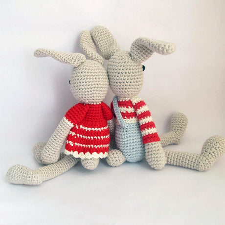 Attic Textiles Organic Hand Crochet Girl Bunny (Red)