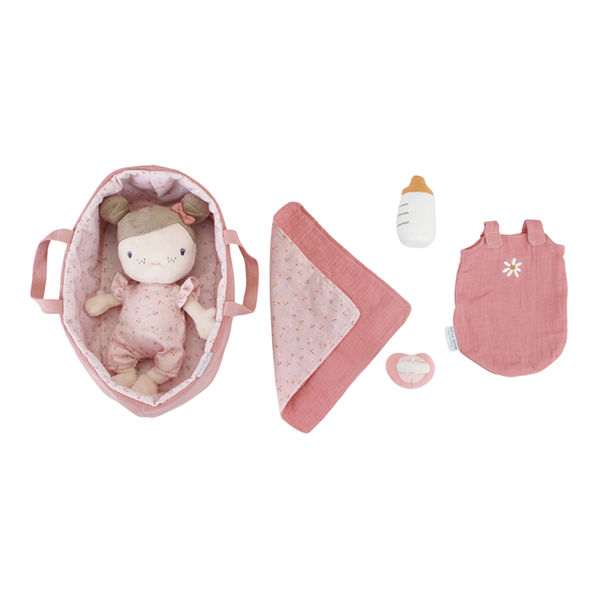 Baby Doll Rosa with Carry Basket, Blanket and Bottle - Personalised