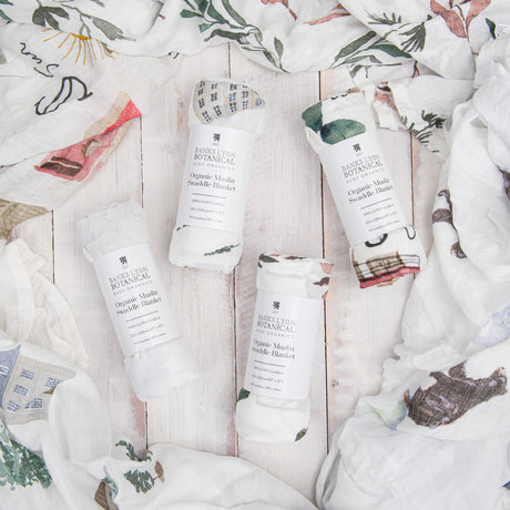 Banks Lyon Botanical Organic baby Muslin Swaddle Blankets