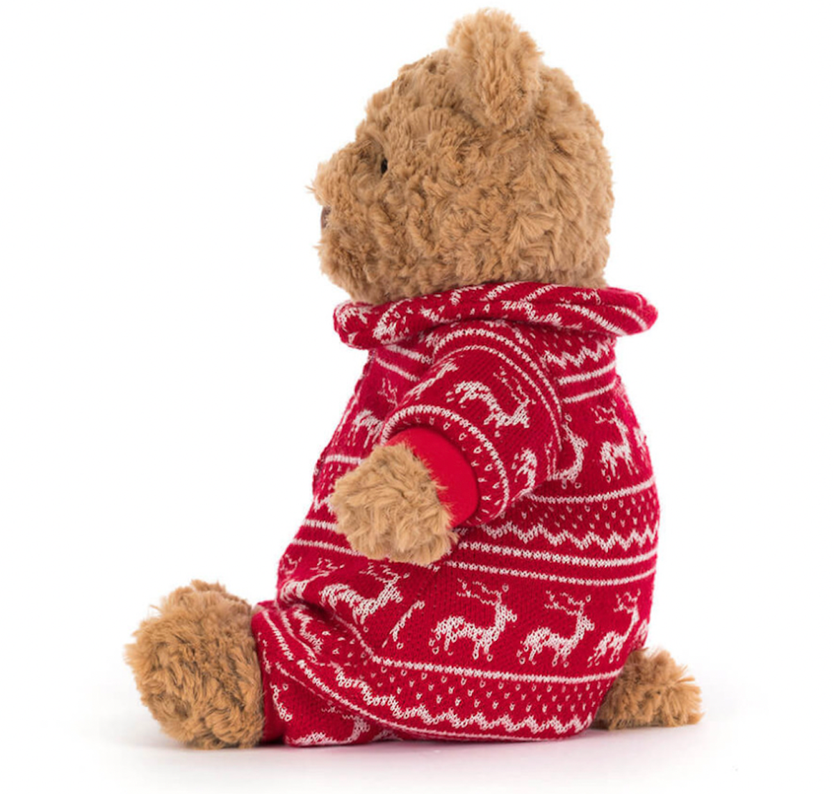 Bartholomew Teddy Bear wearing red nordic Winter Pyjamas