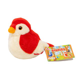 Gipsy Toys Musical Birdies red and cream plush bird with Birdies swing tag, on a white background