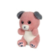Cutydoos Pink Dog soft toy by Rainbow Designs, powder pink plush with grey ears, glittery eyes and embroidered snout, on a white background