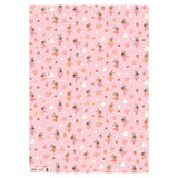 Pink paper with  dancing bunnies and flower pattern