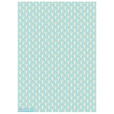 Patterned paper with geometric art deco 
design on a light blue background