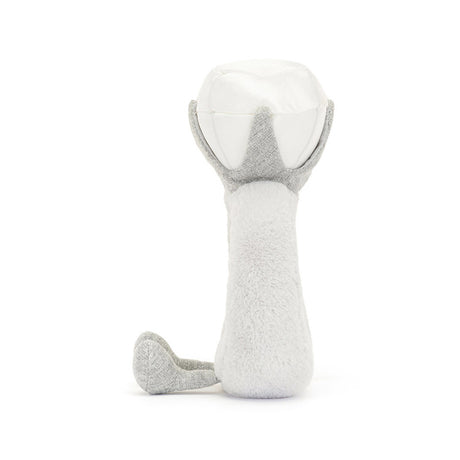 Jellycat Plush dimond ring shaped toy with a face on a white background