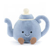 Jellycat Amuseable Blue plush teapot with a smiling face on a white background