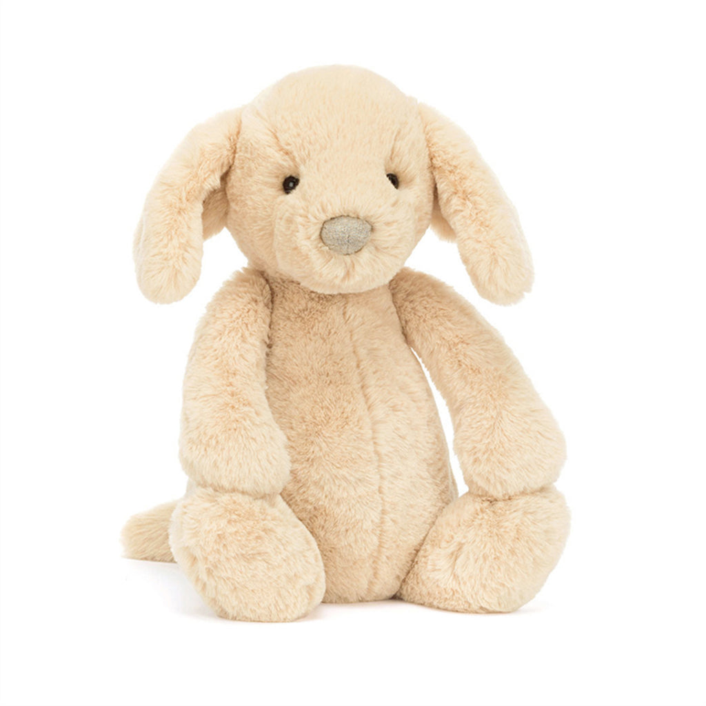 Jellycat Beige stuffed dog toy on a white background