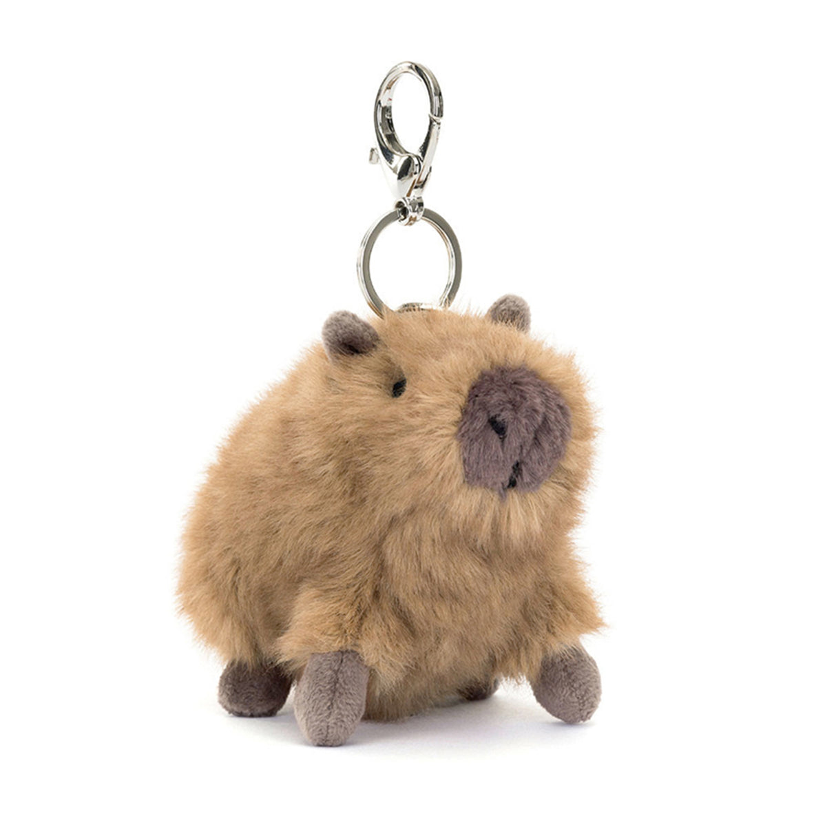 Plush keychain shaped like a Capybara on a white background