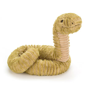 Plush snake toy on a white background