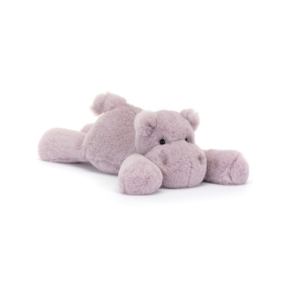 Plush hippo toy on a white background