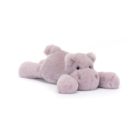 Plush hippo toy on a white background