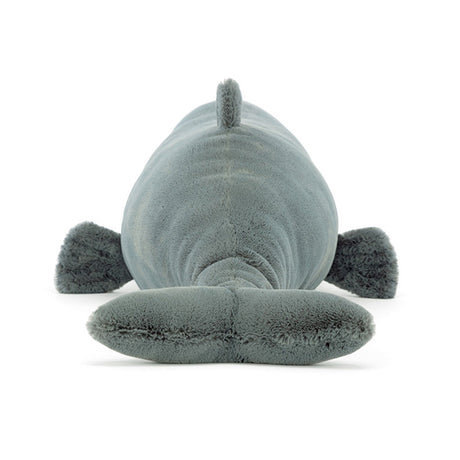 Jellycat Gray plush whale toy on a white background