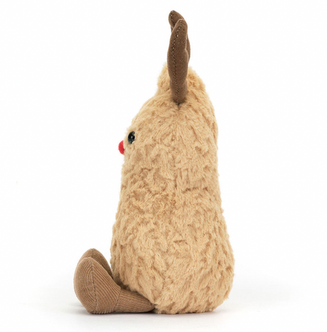 Peanut soft toy with red nose and reindeer antlers