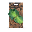 Green leaf-shaped toy on a brown packaging with 'Kendall the Kale' branding.