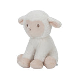 White plush lamb toy on a white background