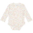 Little Dutch long-sleeve baby bodysuit with floral print in soft pink and white, organic cotton