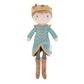Little Dutch Prince Jim Doll 35cm - soft cuddle doll in teal ribbed prince jacket with gold details and crown