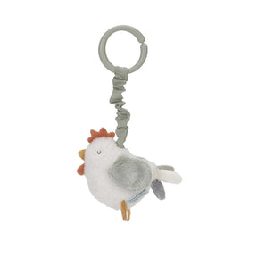 Pull and Shake Plush chicken toy with a crinkle sound feature on a white background