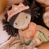 Little Dutch Princess Evi soft doll - dark curly hair, pink crown, green skirt