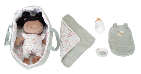 Baby Doll Evi with Carry Basket, Blanket and Bottle - Personalised