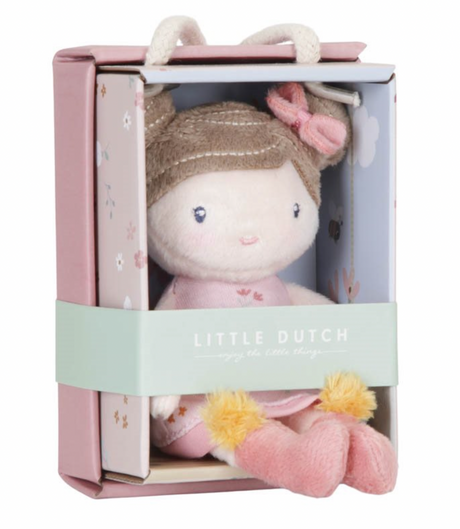 Little Dutch Cuddle Doll Rosa 10cm in pink gift box with carry handle - soft plush baby doll