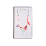 Necklace with colourful charms in a Meri Meri branded box on a white background