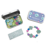 Cotton Twist Mermaid bracelet kids craft  kit with beads in tin