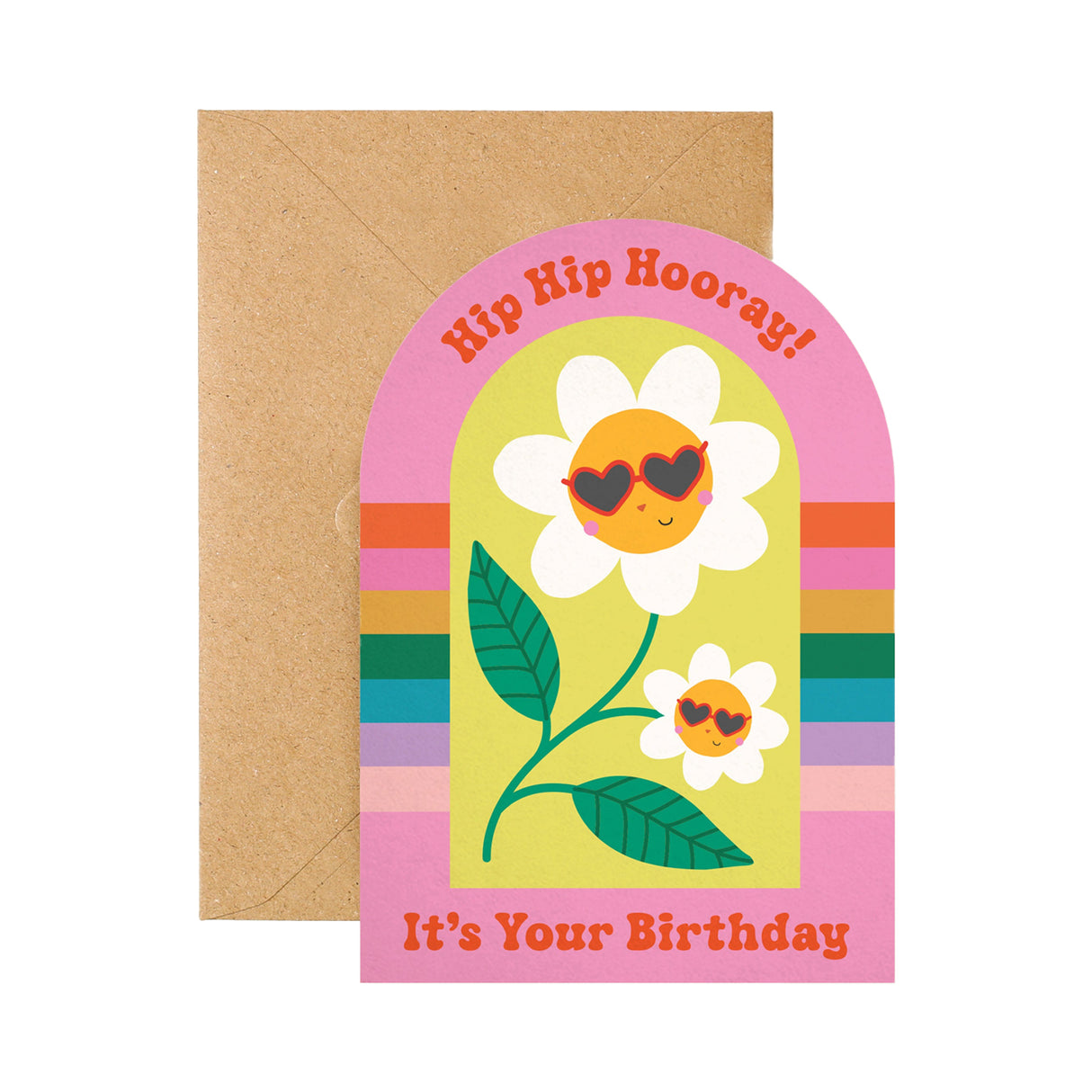 Birthday card with flowers and 'Hip Hip Hooray! It's Your Birthday' text on a white background