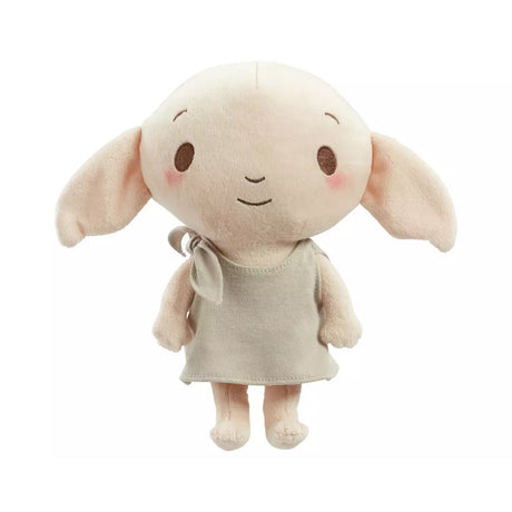 Plush soft toy Dobby character from Harry Potter. Big ears and a smiling face wearing his pillowcase