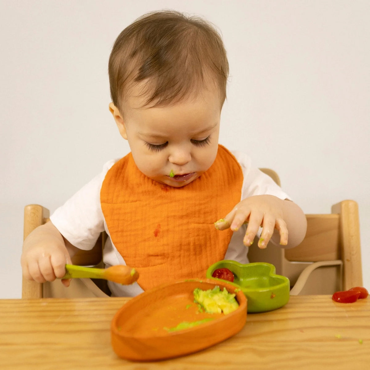 Oli & Carol Cathy the Carrot eco-friendly Hevea wood plate and spoon set for babies and toddlers