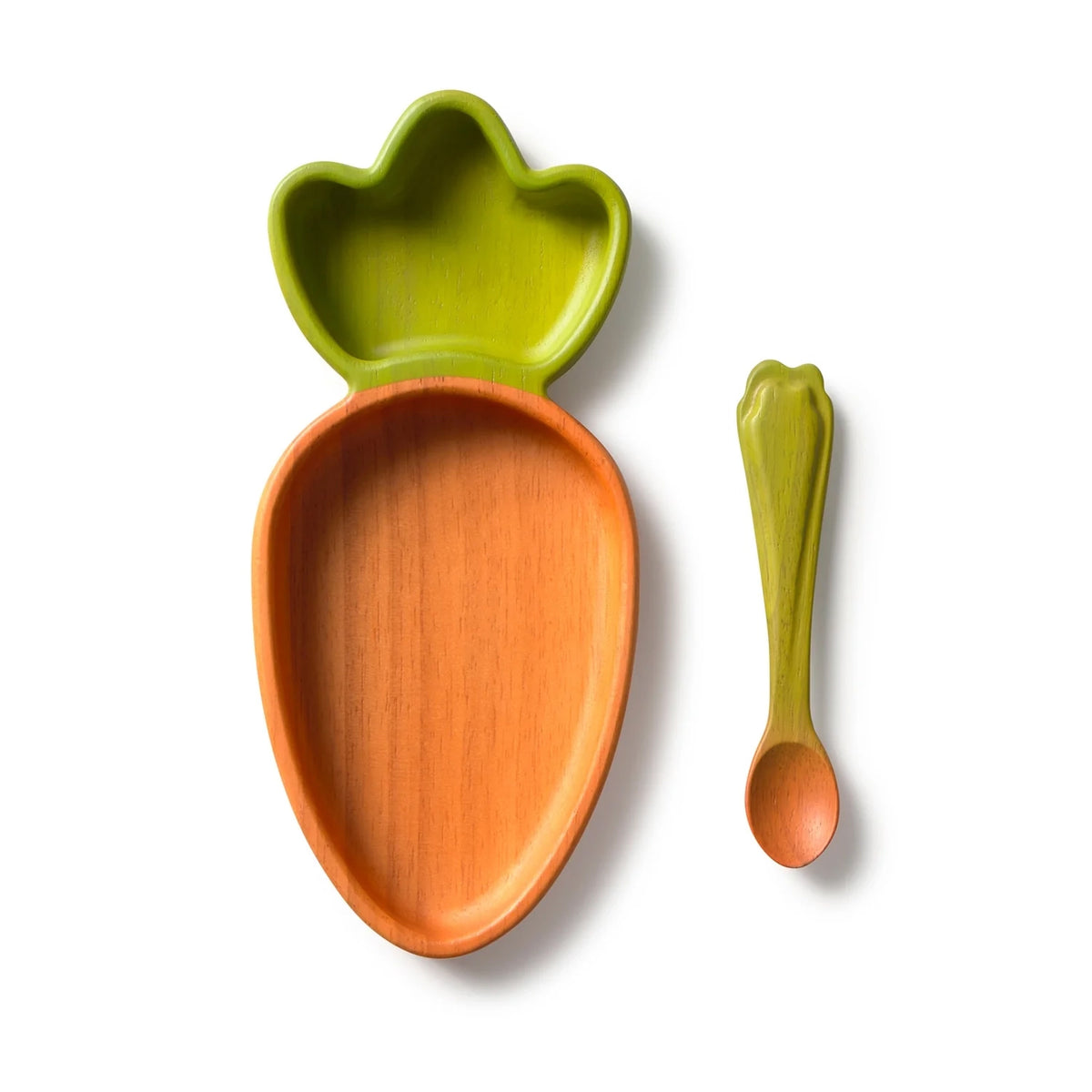 Oli & Carol Cathy the Carrot sustainably sourced wooden baby plate and spoon gift set