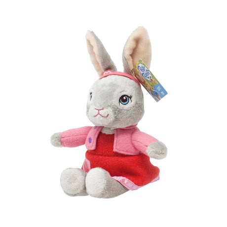 Lily Bobtail plush toy with bobble tail from the Peter Rabbit animated series, wearing a red and pink outfit.