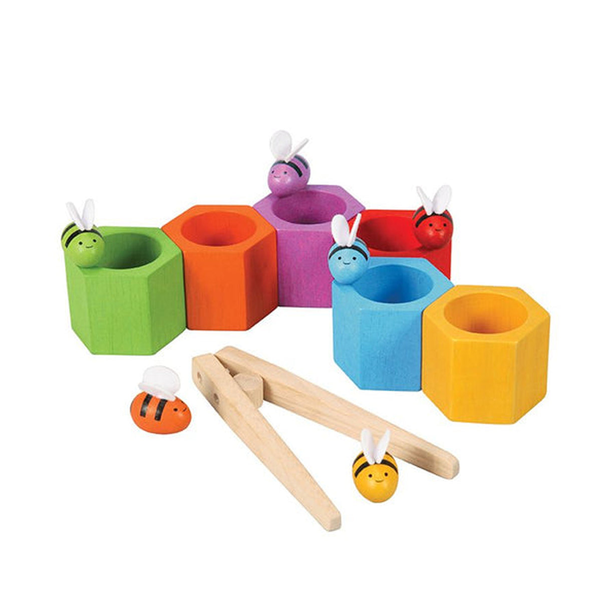 Colourful bees and hive childrens wooden eco toy