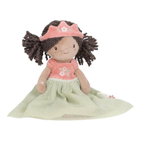 Princess Evi Doll by Little Dutch - soft cuddle doll with dark curly hair and floral crown