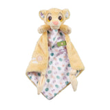 Plush Disney Lion King toy soother patterned blanket with two tags on a white background