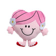 Rainbow Designs Little Miss Hug soft plush toy on white background - front view showing pink heart-shaped character with flower hair clips