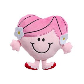 Rainbow Designs Little Miss Hug soft plush toy on white background - front view showing pink heart-shaped character with flower hair clips