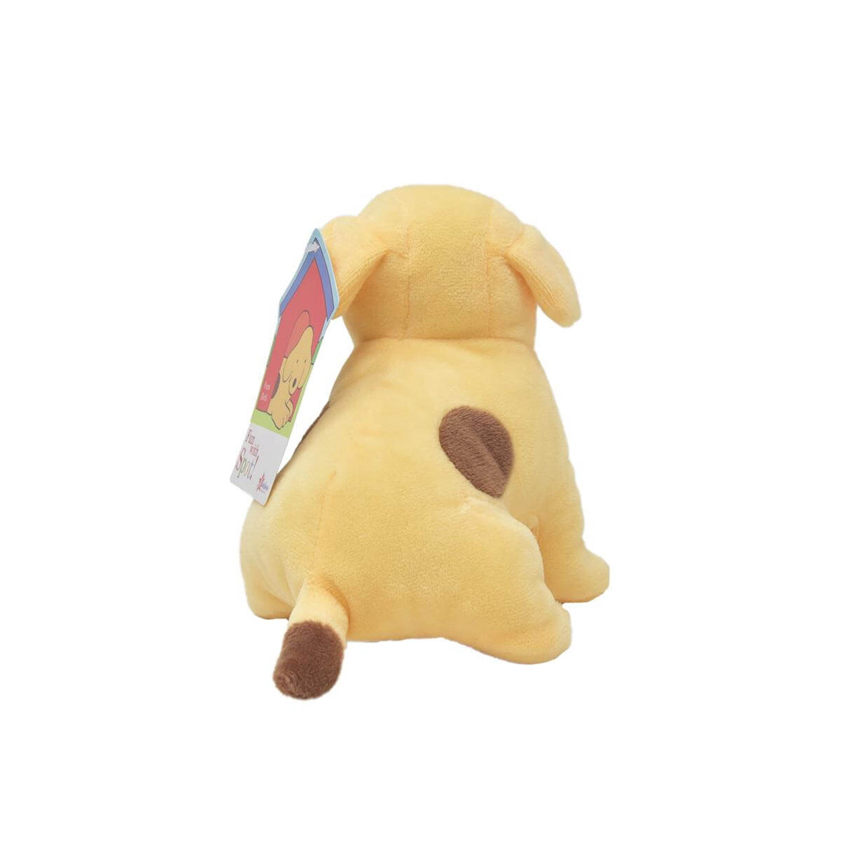 Yellow plush Spot the Dog soft toy with tag and brown spot