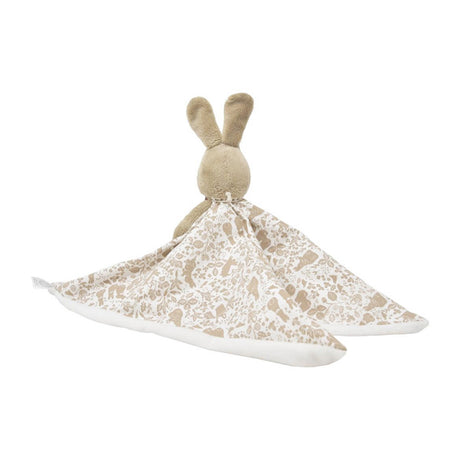 Plush Flopsy bunny rabbit toy soother blanket on a white background