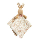 Plush Flopsy bunny rabbit toy soother blanket on a white background
