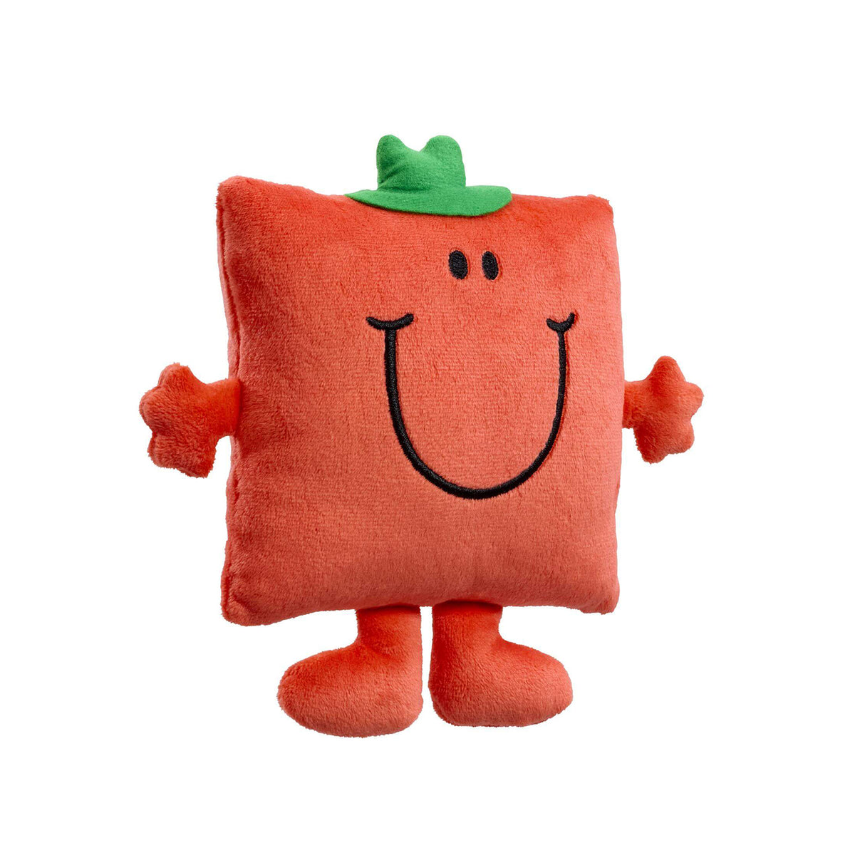 Mr Strong Small Plush by Rainbow Designs - red square body with green top hat, side angle view