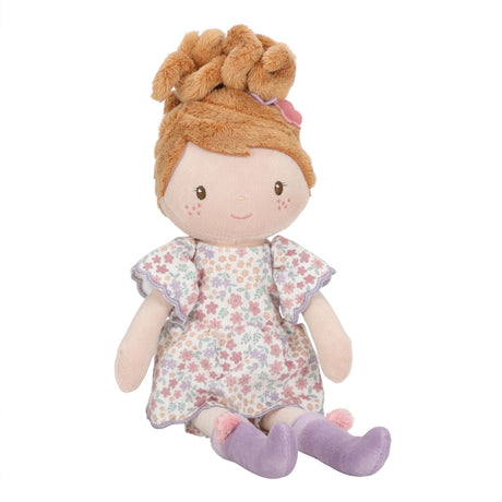 Little Dutch Cuddle Doll Ava soft rag doll with wavy hair and floral dres