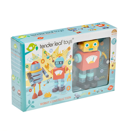 Boxed set of robot toys by tender leaf toys on a white background