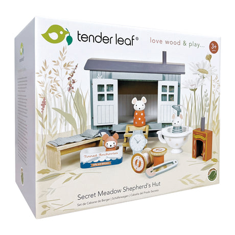 Tender Leaf Secret Meadow Shepherd's Hut toy set packaging on a white background